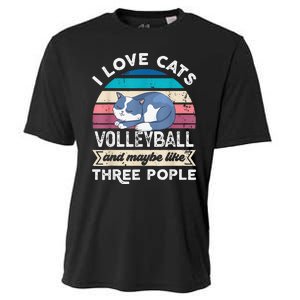 funny I love Cats Volleyball and like Three People Cooling Performance Crew T-Shirt