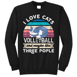 funny I love Cats Volleyball and like Three People Sweatshirt