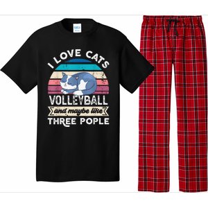 funny I love Cats Volleyball and like Three People Pajama Set