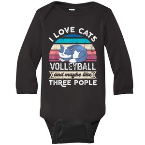 funny I love Cats Volleyball and like Three People Baby Long Sleeve Bodysuit