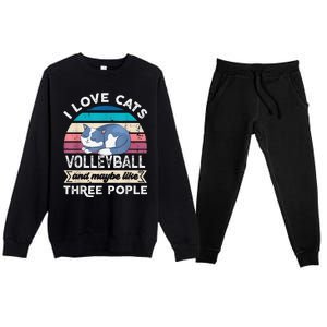 funny I love Cats Volleyball and like Three People Premium Crewneck Sweatsuit Set