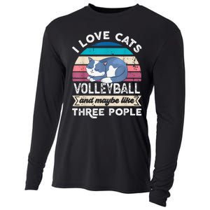 funny I love Cats Volleyball and like Three People Cooling Performance Long Sleeve Crew