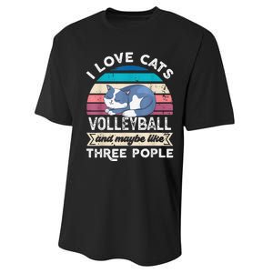 funny I love Cats Volleyball and like Three People Performance Sprint T-Shirt