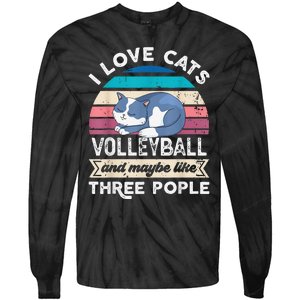 funny I love Cats Volleyball and like Three People Tie-Dye Long Sleeve Shirt