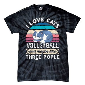 funny I love Cats Volleyball and like Three People Tie-Dye T-Shirt