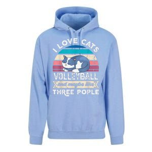 funny I love Cats Volleyball and like Three People Unisex Surf Hoodie