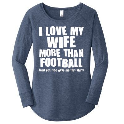 Funny I Love My Wife More Than Football Women's Perfect Tri Tunic Long Sleeve Shirt