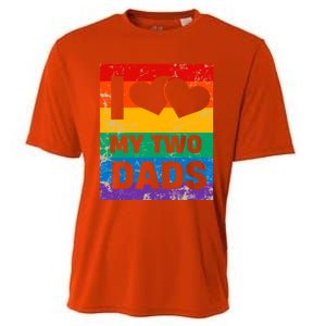 Funny I Love My Two Dads Rainbow Pride Lgbt Flag Funny Gift Cooling Performance Crew T-Shirt