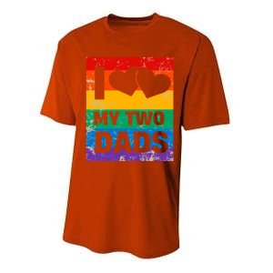 Funny I Love My Two Dads Rainbow Pride Lgbt Flag Funny Gift Performance Sprint T-Shirt