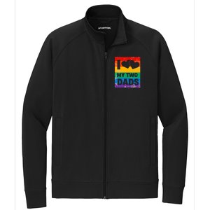 Funny I Love My Two Dads Rainbow Pride Lgbt Flag Funny Gift Stretch Full-Zip Cadet Jacket