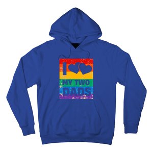 Funny I Love My Two Dads Rainbow Pride Lgbt Flag Funny Gift Hoodie