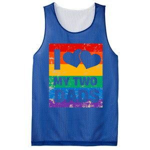 Funny I Love My Two Dads Rainbow Pride Lgbt Flag Funny Gift Mesh Reversible Basketball Jersey Tank