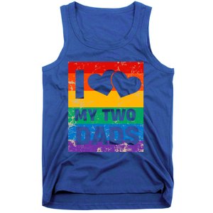 Funny I Love My Two Dads Rainbow Pride Lgbt Flag Funny Gift Tank Top