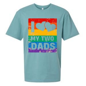 Funny I Love My Two Dads Rainbow Pride Lgbt Flag Funny Gift Sueded Cloud Jersey T-Shirt