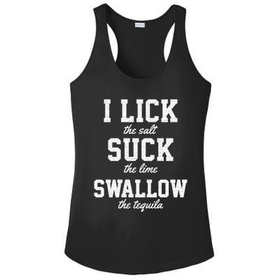 Funny I Lick Salt Swallow Tequila Suck Lime Summer Humor Cool Gift Ladies PosiCharge Competitor Racerback Tank