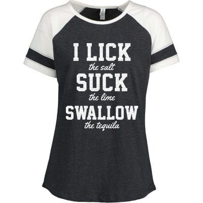 Funny I Lick Salt Swallow Tequila Suck Lime Summer Humor Cool Gift Enza Ladies Jersey Colorblock Tee