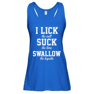 Funny I Lick Salt Swallow Tequila Suck Lime Summer Humor Cool Gift Ladies Essential Flowy Tank