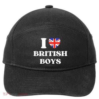 Funny I Love British I Red Heart British Britain 7-Panel Snapback Hat
