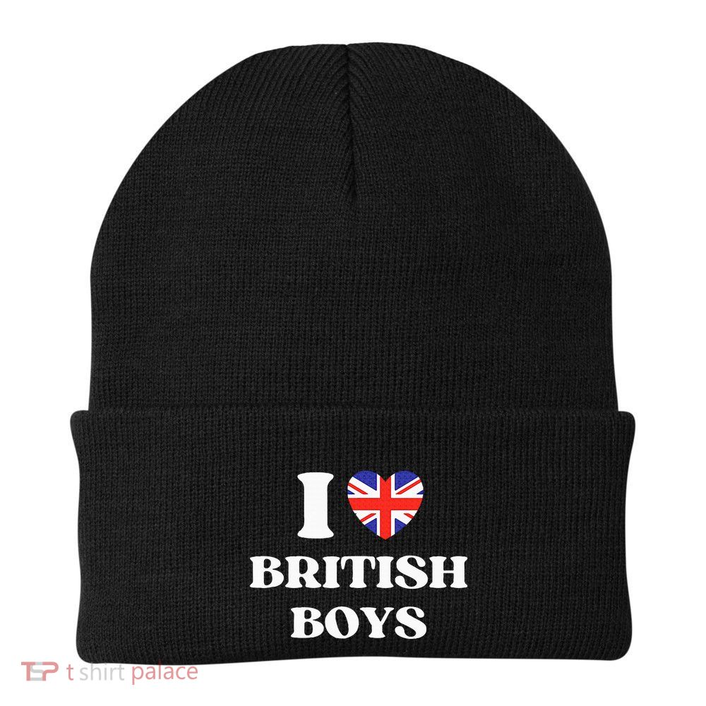 Funny I Love British I Red Heart British Britain Knit Cap Winter Beanie