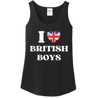 Funny I Love British I Red Heart British Britain Ladies Essential Tank