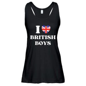 Funny I Love British I Red Heart British Britain Ladies Essential Flowy Tank