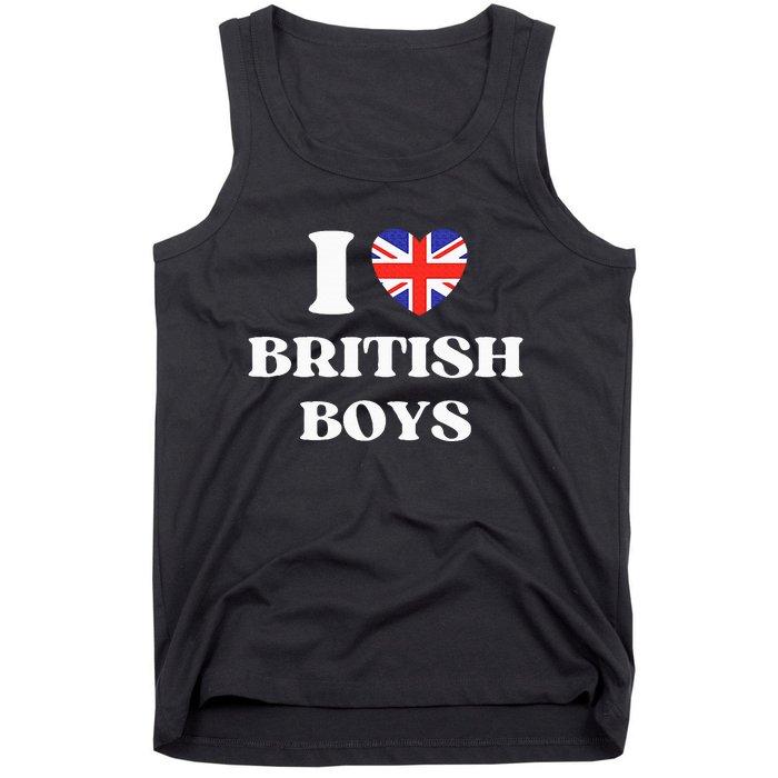 Funny I Love British I Red Heart British Britain Tank Top