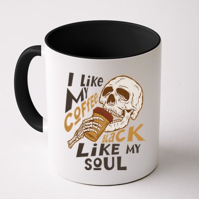 Funny I Like My Coffee Black Like My Soul Skeleton Coffee Lover Mug