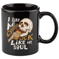 Funny I Like My Coffee Black Like My Soul Skeleton Coffee Lover 11oz C Handle Ceramic Mug