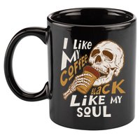 Funny I Like My Coffee Black Like My Soul Skeleton Coffee Lover 11oz C Handle Ceramic Mug