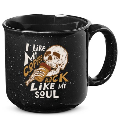 Funny I Like My Coffee Black Like My Soul Skeleton Coffee Lover 15oz Campfire Ceramic Mug