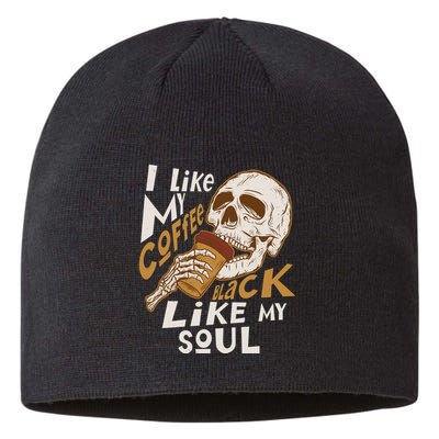 Funny I Like My Coffee Black Like My Soul Skeleton Coffee Lover Sustainable Beanie