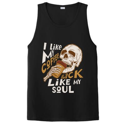 Funny I Like My Coffee Black Like My Soul Skeleton Coffee Lover PosiCharge Competitor Tank