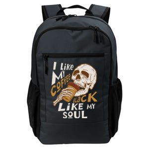 Funny I Like My Coffee Black Like My Soul Skeleton Coffee Lover Daily Commute Backpack