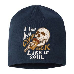 Funny I Like My Coffee Black Like My Soul Skeleton Coffee Lover Sustainable Beanie