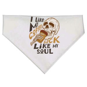 Funny I Like My Coffee Black Like My Soul Skeleton Coffee Lover USA-Made Doggie Bandana