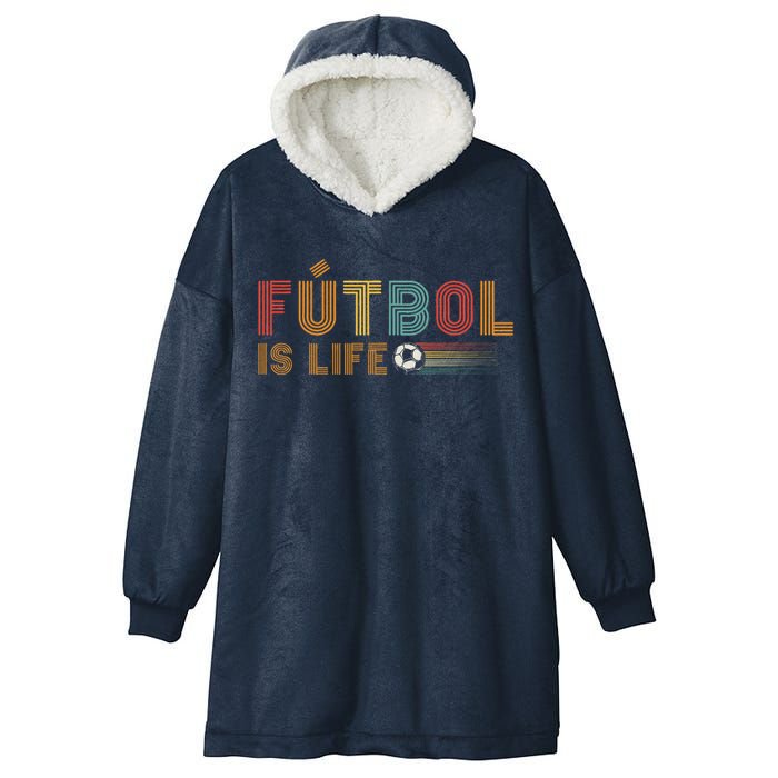 Futbol Is Life Football Lover Soccer Funny Vintage Hooded Wearable Blanket