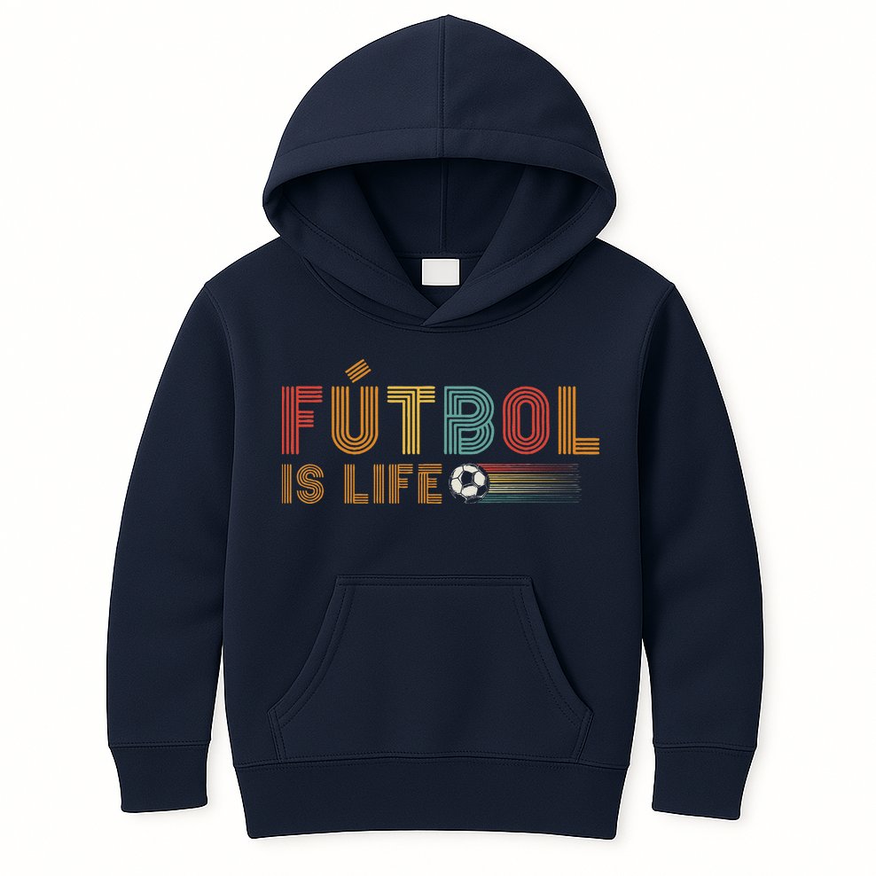 Futbol Is Life Football Lover Soccer Funny Vintage Kids Hoodie