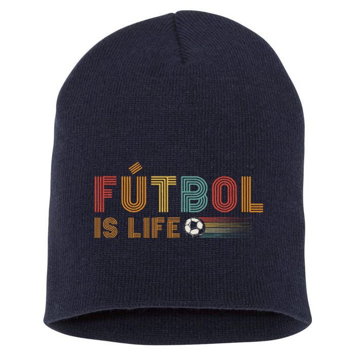 Futbol Is Life Football Lover Soccer Funny Vintage Short Acrylic Beanie