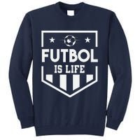 FúTbol Is Life Funny Vintage Football Lover Soccer Tall Sweatshirt