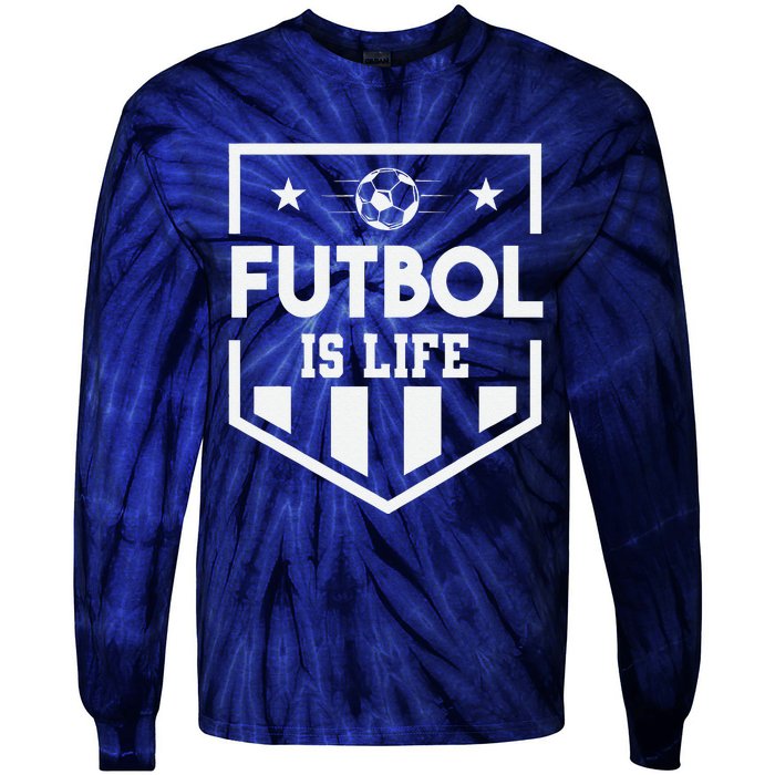 FúTbol Is Life Funny Vintage Football Lover Soccer Tie-Dye Long Sleeve Shirt