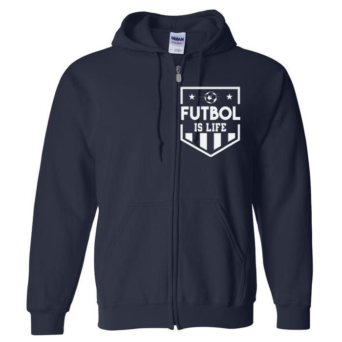 FúTbol Is Life Funny Vintage Football Lover Soccer Full Zip Hoodie