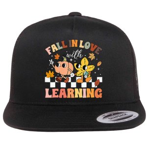 Fall In Love With Learning Thanksgiving Teacher Flat Bill Trucker Hat