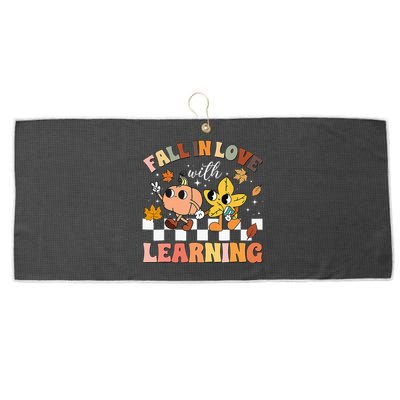 Fall In Love With Learning Thanksgiving Teacher Large Microfiber Waffle Golf Towel