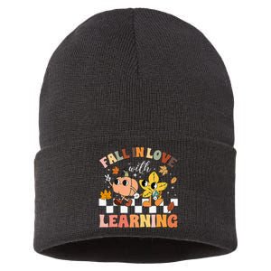 Fall In Love With Learning Thanksgiving Teacher Sustainable Knit Beanie