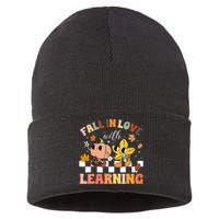 Fall In Love With Learning Thanksgiving Teacher Sustainable Knit Beanie