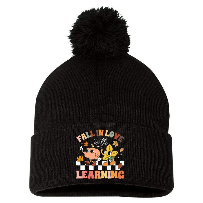 Fall In Love With Learning Thanksgiving Teacher Pom Pom 12in Knit Beanie