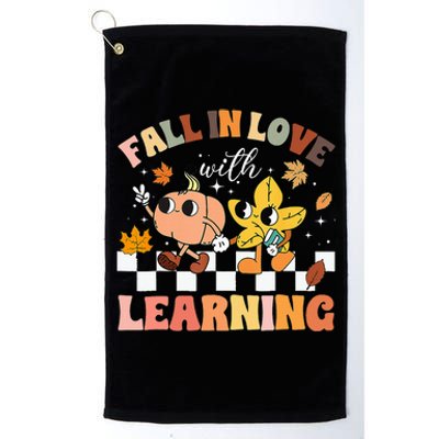 Fall In Love With Learning Thanksgiving Teacher Platinum Collection Golf Towel