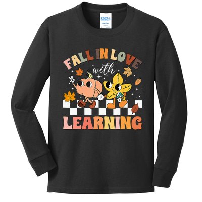 Fall In Love With Learning Thanksgiving Teacher Kids Long Sleeve Shirt