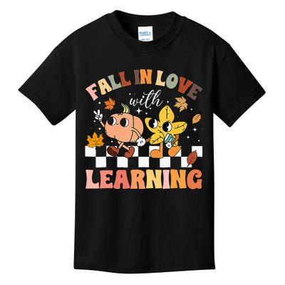 Fall In Love With Learning Thanksgiving Teacher Kids T-Shirt