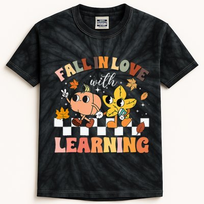 Fall In Love With Learning Thanksgiving Teacher Kids Tie-Dye T-Shirt